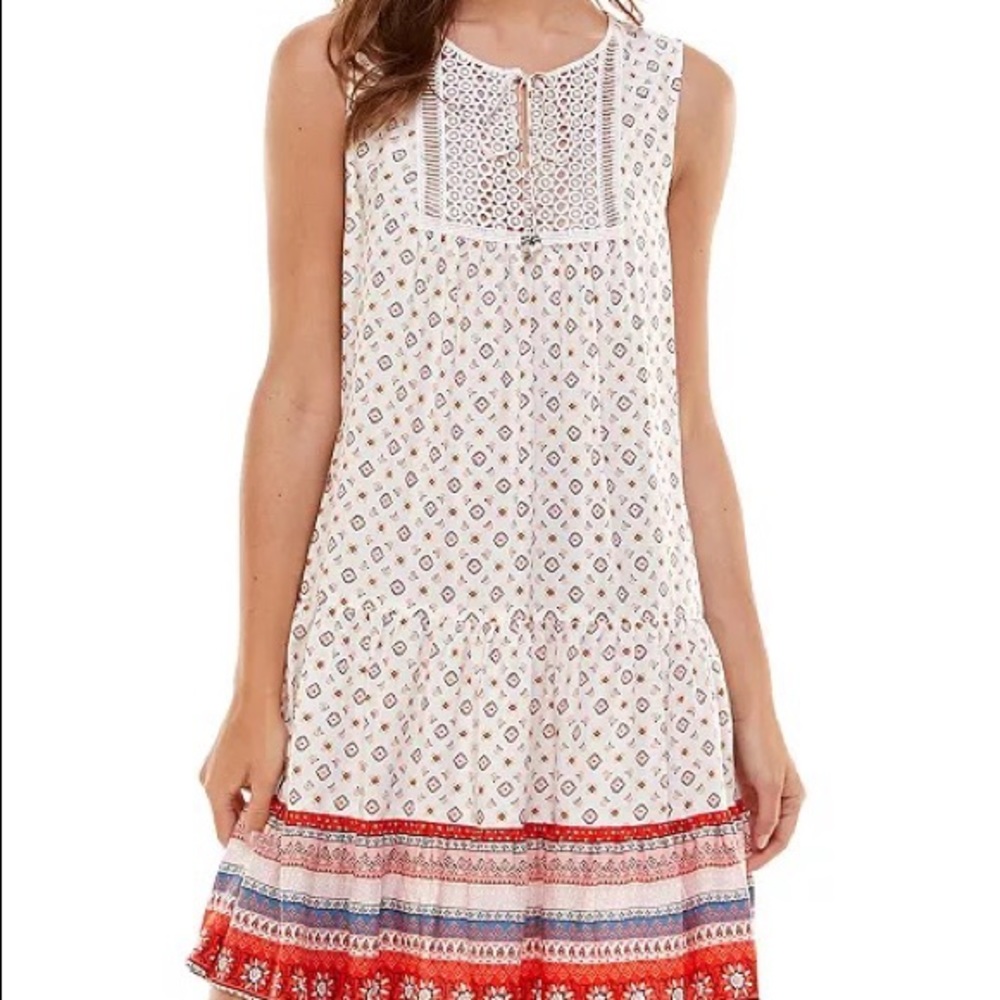 As U Wish sun dress with embroidery. Lace appliqué. Brand new with tags. Small